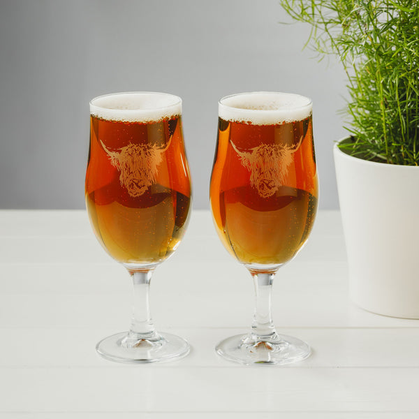 Highland Cow Beer Glass Gift Set