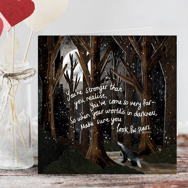 Look For Stars - Fox under the Moon Greetings Card