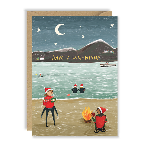 Wild Winter Swim - Greetings Card