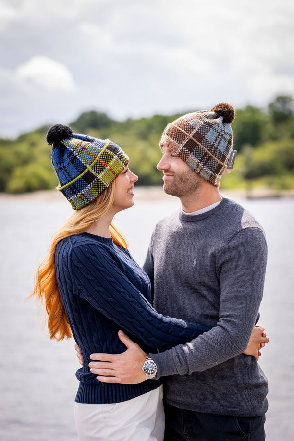 Wool Beanie Hat in Weathered Colquhoun Tartan