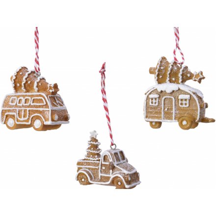 Gingerbread House Vehicles Hanging Decorations
