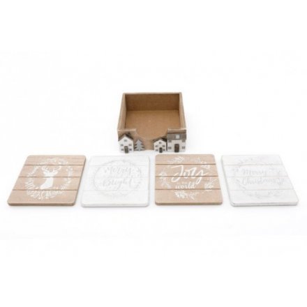 Scandi Village Scene Coaster Set