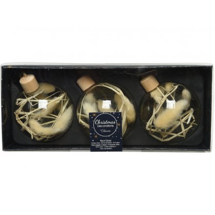 Pampas Filled Glass Baubles