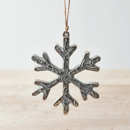 Silver Snowflake Hanging Ornament