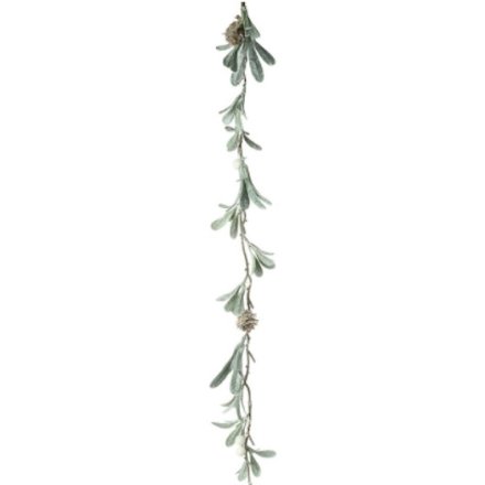 Pale Green Leaf Garland with Pinecone