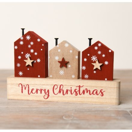 Merry Christmas House Wooden Deco Stand
