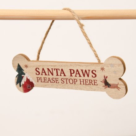 Santa Paws Wooden Hanger