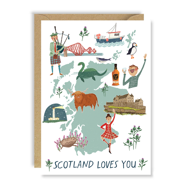 Scotland Loves You - Greetings Card