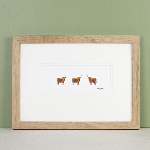 Three Highland Cows Woollen Print