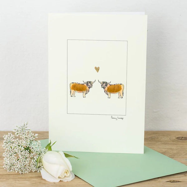Highland Cows in Love Card
