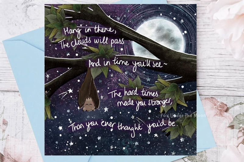 Hang In There - Fox under the Moon Greetings Card