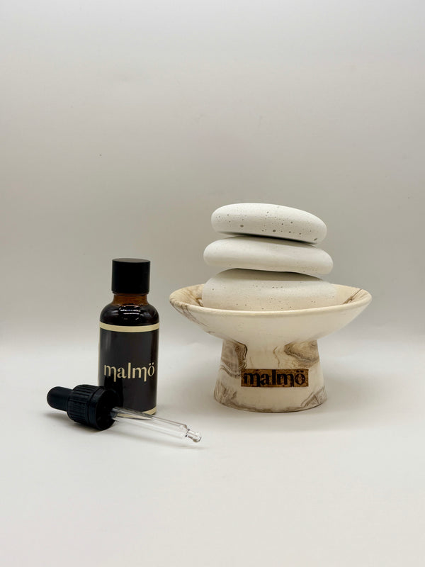 Beige Aroma Pebble Bowl with Lemon Oil