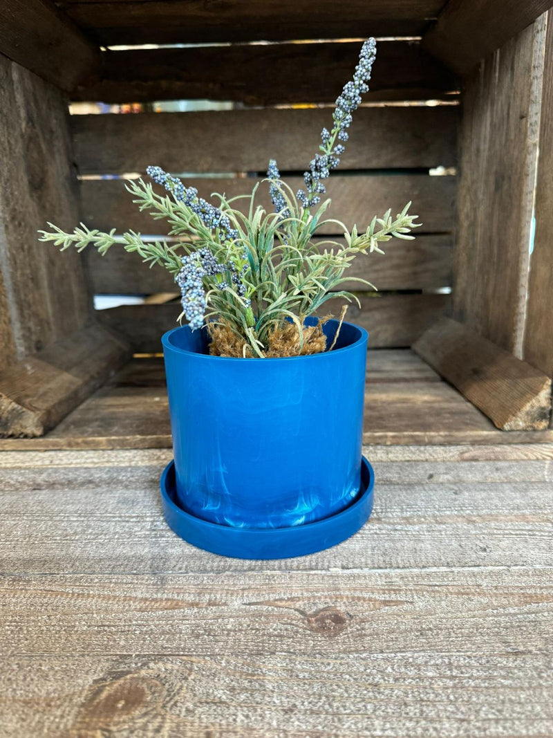 Navy Wave Ocean Plastic Plant Pots