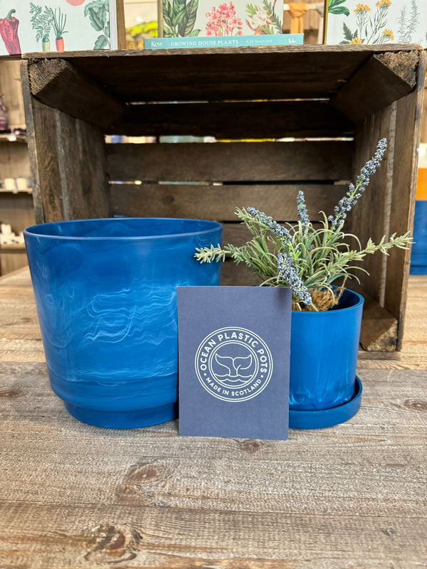 Navy Wave Ocean Plastic Plant Pots