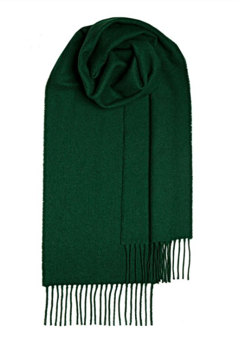 Bottle Green Plain Coloured Lambswool Scarf