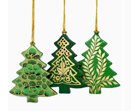 Hand Painted Wooden Christmas Tree Decorations