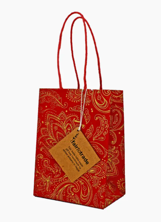 Red & Gold Lokta Paper Gift Bag