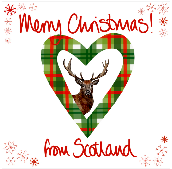 Merry Christmas from Scotland- Stag Christmas Card