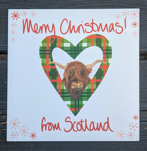 Merry Christmas from Scotland- Highland Cow Christmas Card
