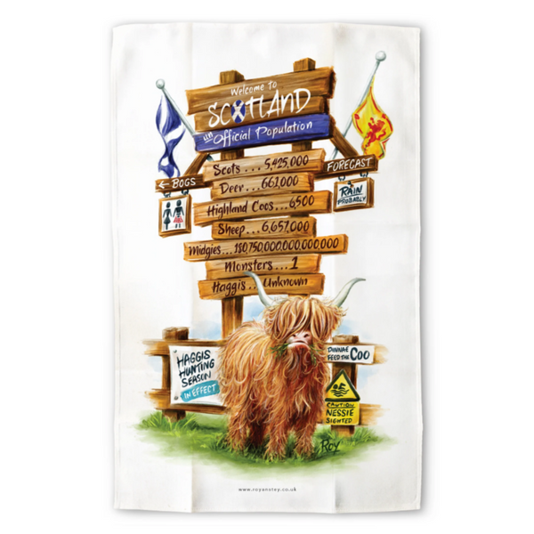 Scotland's Population Tea Towel