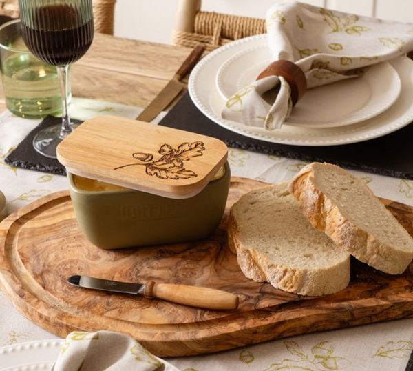 Autumn Acorns Butter Dish in Sage