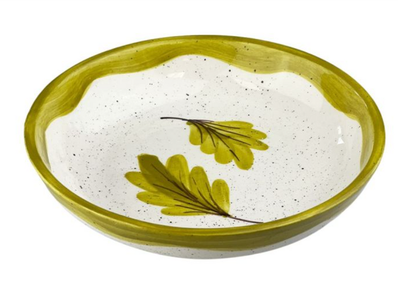 Double Oak Leaf Ceramic Medium Bowl