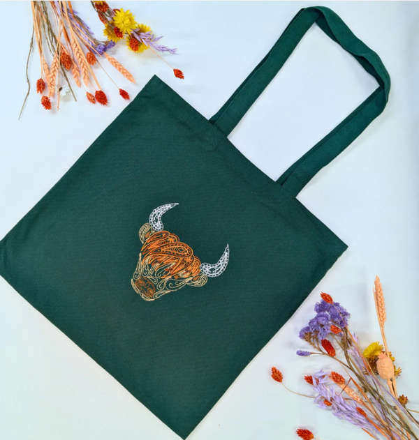 Highland Cow Embroidery Tote Bag Kit