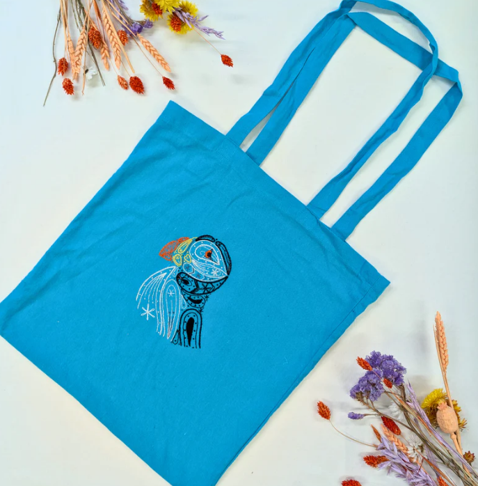 Puffin Embroidery Tote Bag Kit