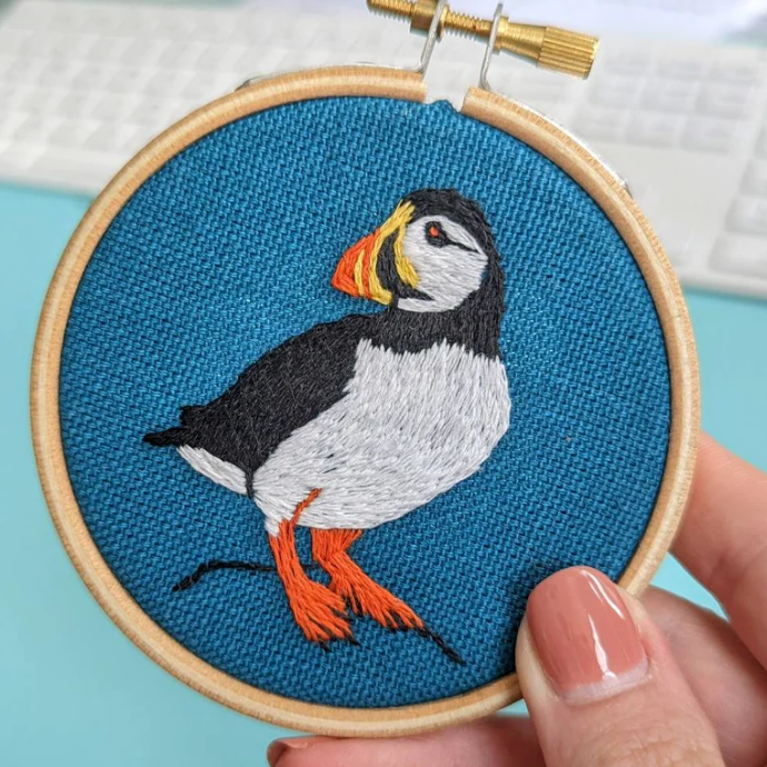 Puffin Embroidery Mini Kit