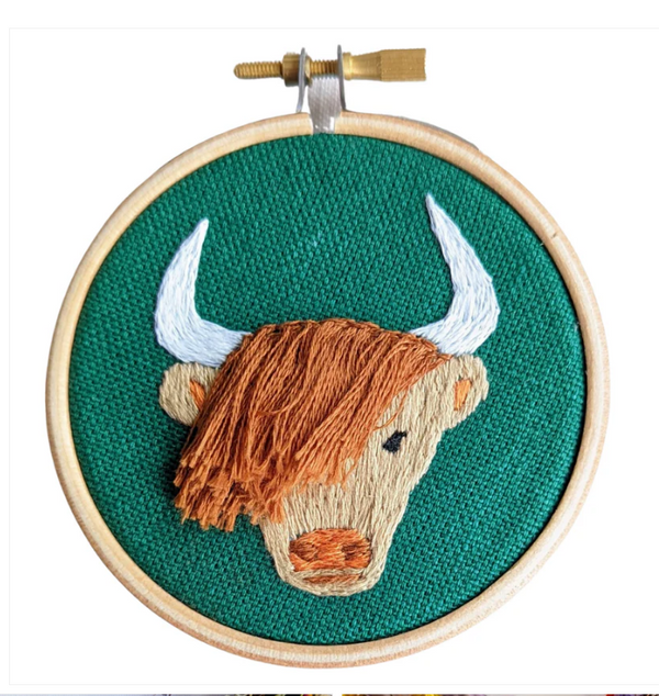 Highland Cow Embroidery Mini Kit