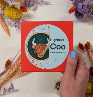 Highland Cow Embroidery Mini Kit