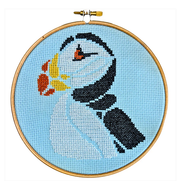 Puffin Cross Stitch Hoop Kit