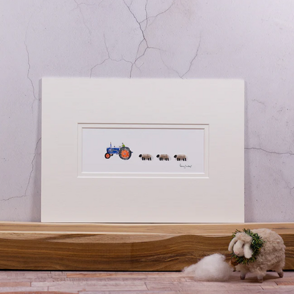 Blue Tractor Woollen Print