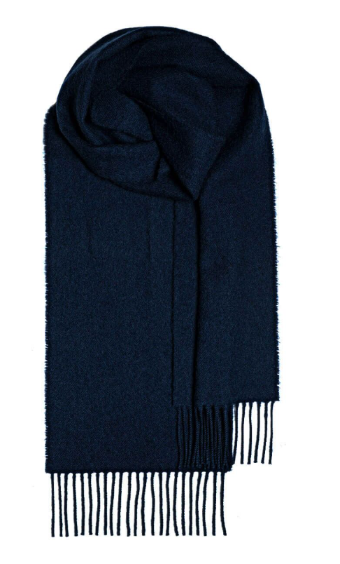Navy Plain Coloured Lambswool Scarf