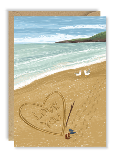Love You Beach Heart - Greetings Card