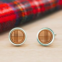 Tartan Inspired Wooden Cufflink