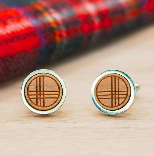 Tartan Inspired Wooden Cufflink