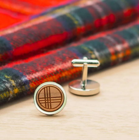 Tartan Inspired Wooden Cufflink