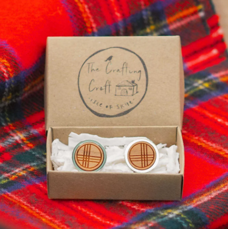 Tartan Inspired Wooden Cufflink