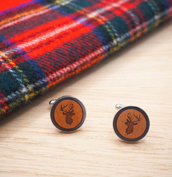 Stags Head Wooden Cufflink
