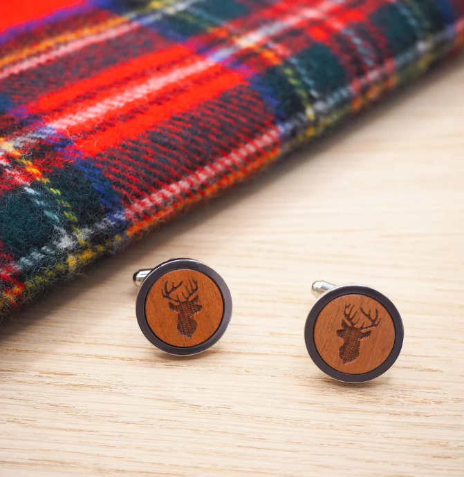 Stags Head Wooden Cufflink