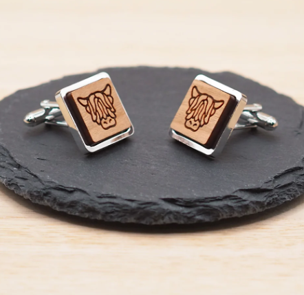 Highland Cow Wooden Cufflink