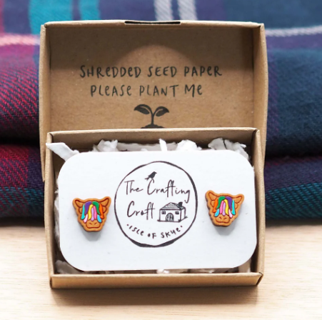 Multi Coloured Highland Cow Stud Earrings