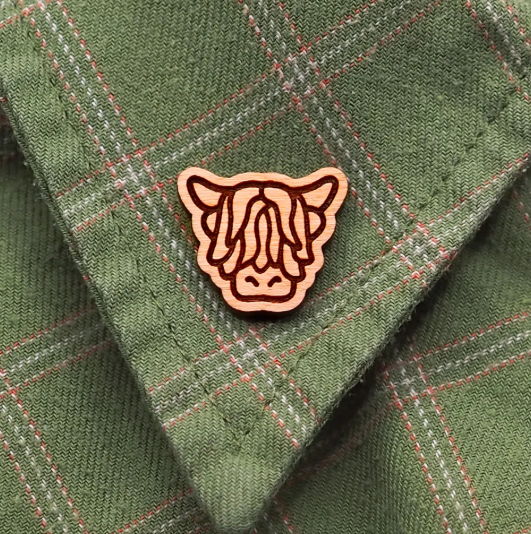 Highland Cow Wooden Pin