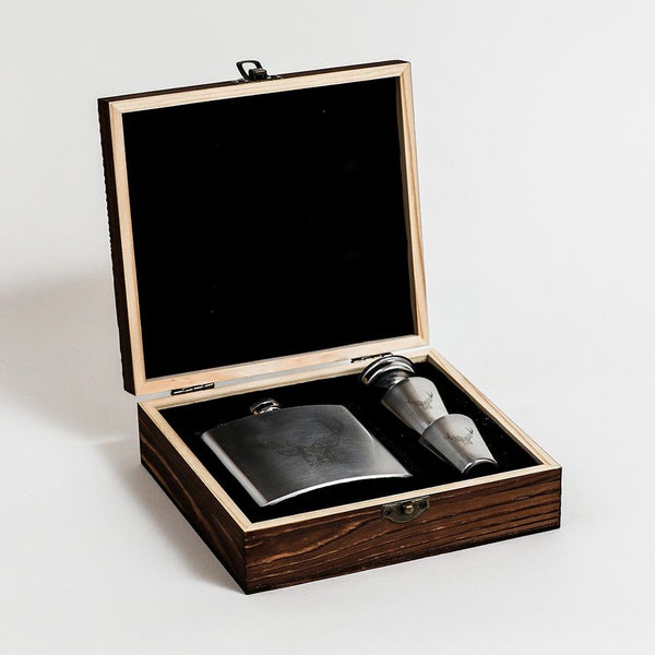 Stag Hip Flask and Cup Set