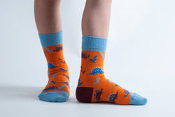 Kids's Calf Socks (Amber Dinosaur) by Doris & Dude