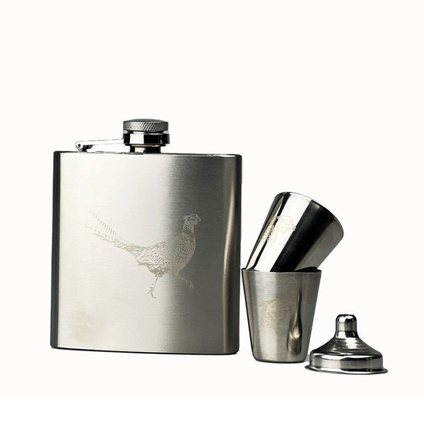 Pheasant Hip Flask and Cup Set