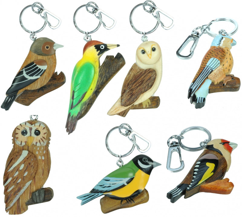 Wooden Garden Bird Keyrings
