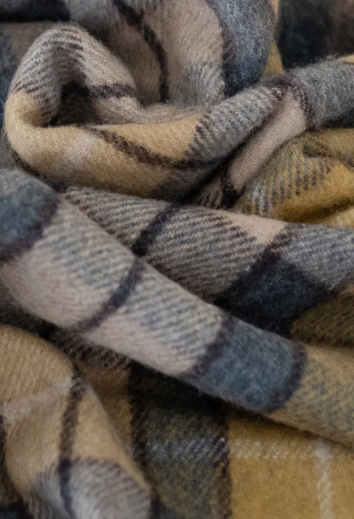 Large Recycled Wool Blanket in Buchanan Natural Tartan