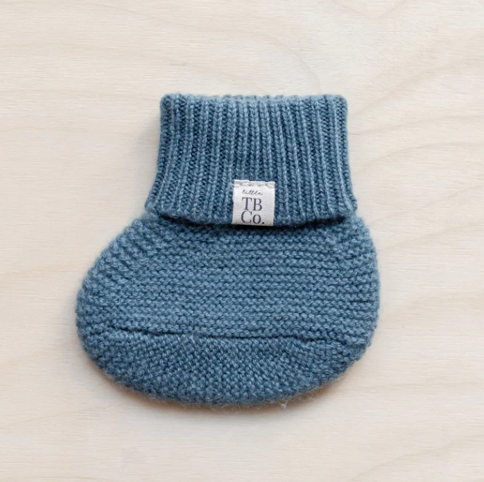 Cashmere & Merino Baby Booties in Stone Blue